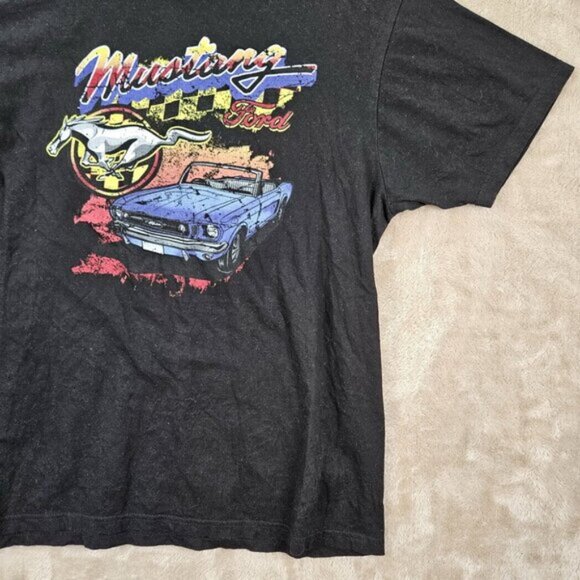 Ford Mustang T-Shirt Motorsports Classic Muscle Car Mens Sz L Black Short Sleeve - Picture 6 of 10